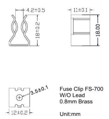 Plug In Installation AGU 5AG 10x38 mm Plat en laiton nickelé PCB Clip de fusible photovoltaïque